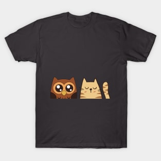 a cat and an owl T-Shirt